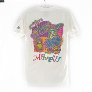Hard Rock Cafe White Heavy Tee T-Shirt Beale St, Memphis, TN Graphic Size Small